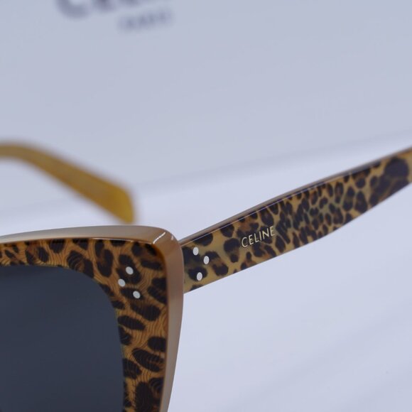 Celine CL40187I 99A Cat Eye Sunglasses - Cheetah Print/Smoke - Picture 2 of 12